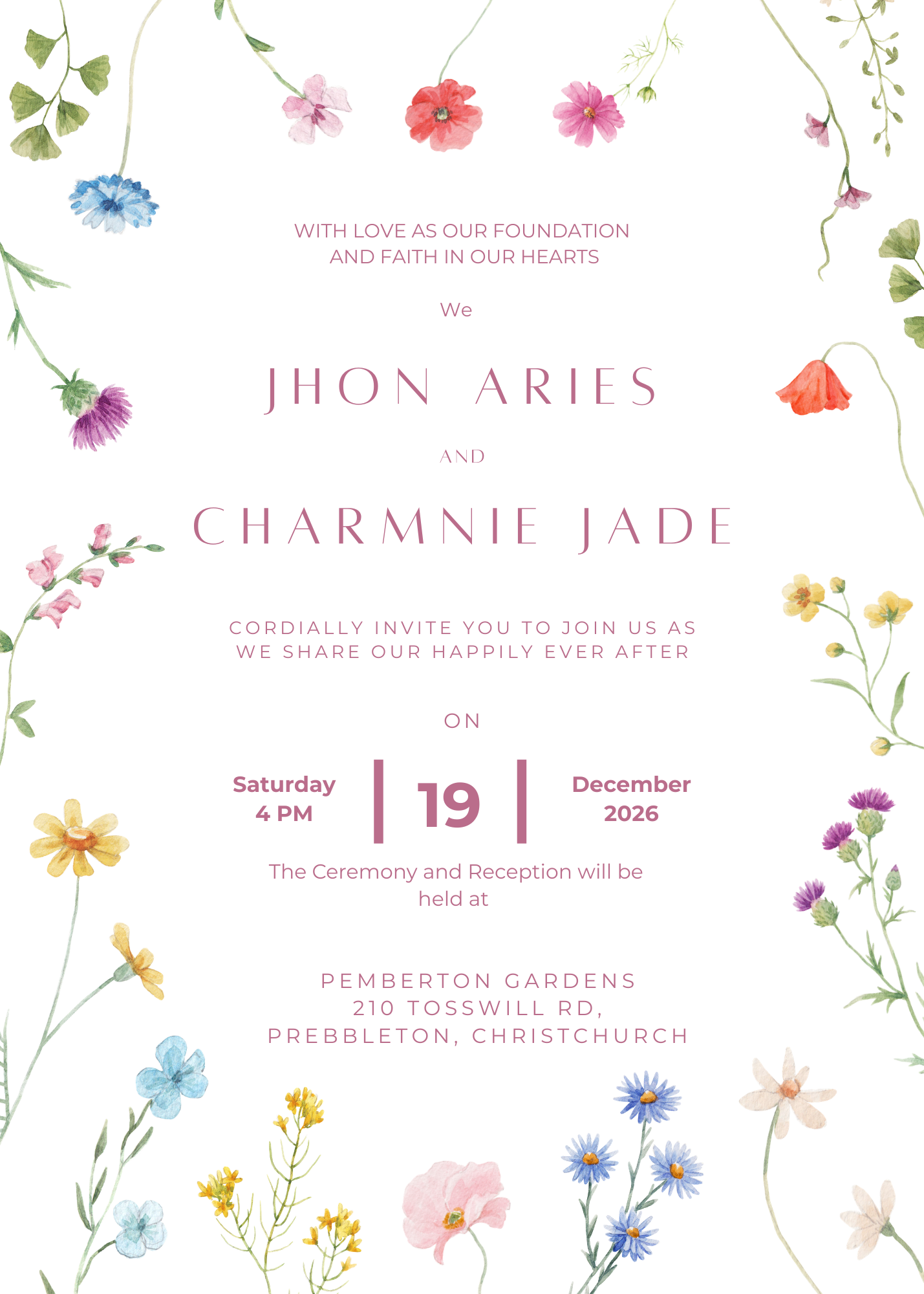 Wedding invitation page 1